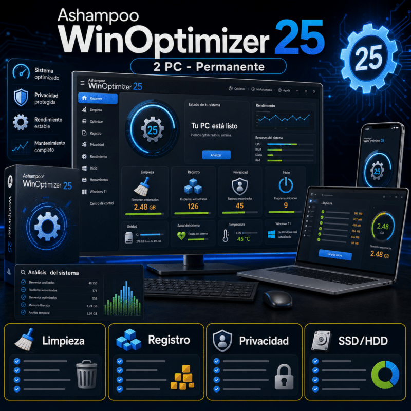 Ashampoo WinOptimizer 25 - 2 PC - Licencia Digital Permanente - Hero galeria