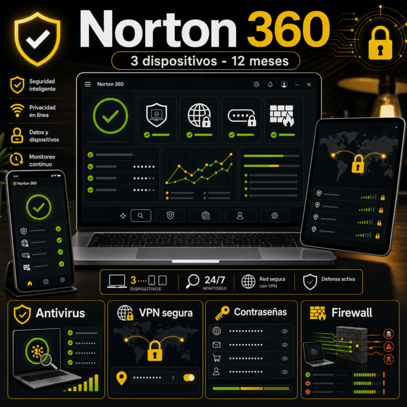Norton 360 - 3 Dispositivos - 12 Meses - Hero galeria