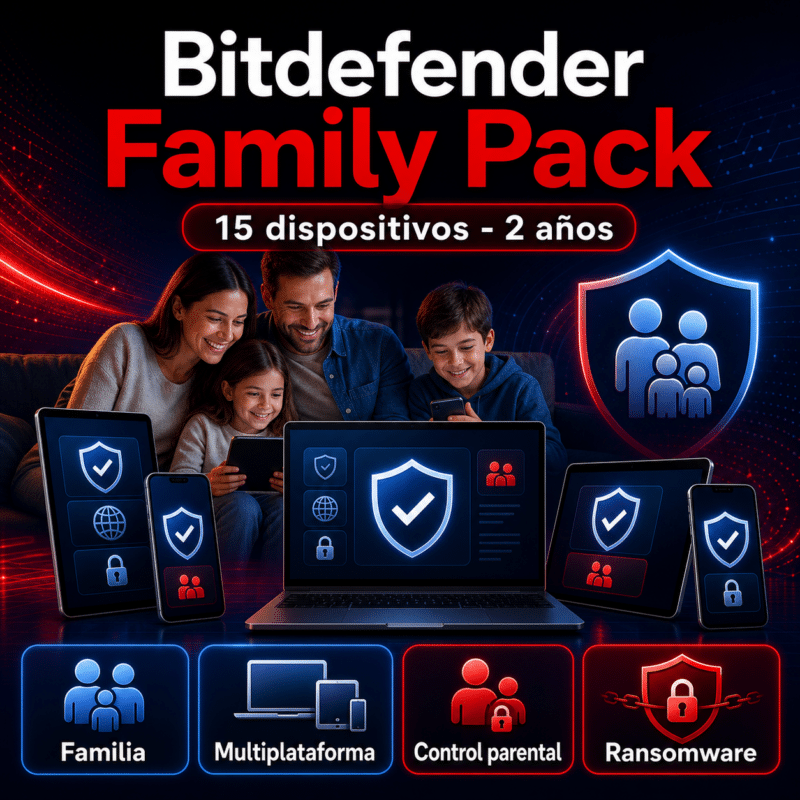Bitdefender Family Pack - 15 Dispositivos - Licencia Digital 2 Años - Hero galeria