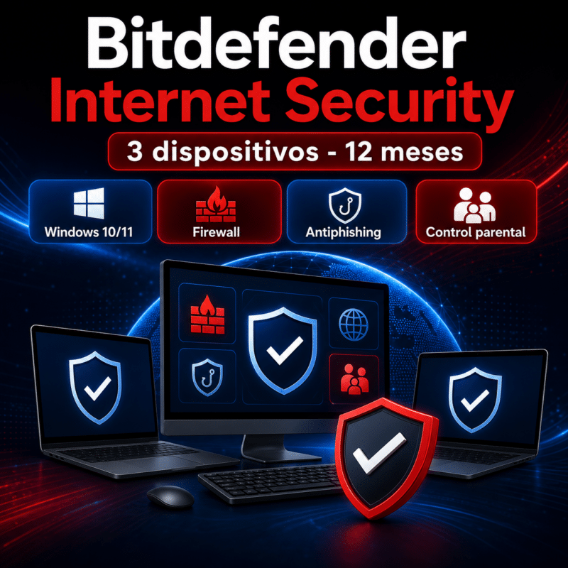 Bitdefender Internet Security - 3 Dispositivos - Licencia Digital 12 Meses - Hero galeria