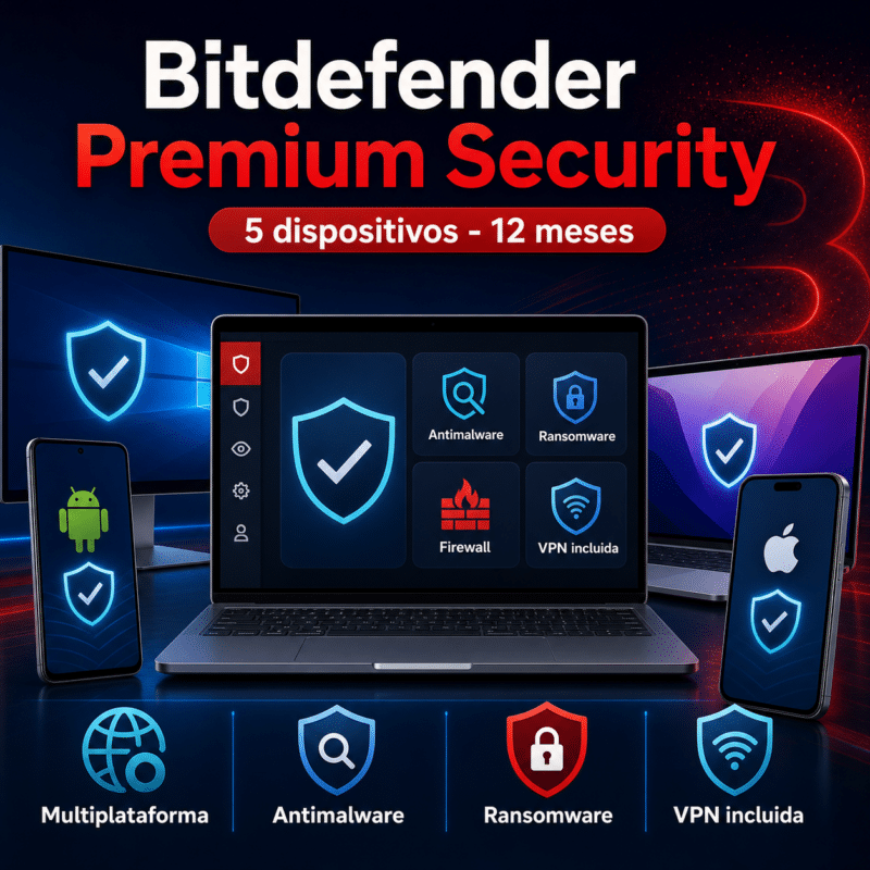 Bitdefender Premium Security - 5 Dispositivos - Licencia Digital 12 Meses - Hero galeria