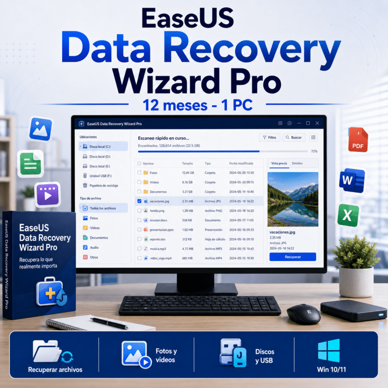 EaseUS Data Recovery Wizard Pro - 12 Meses - Licencia - Hero galeria