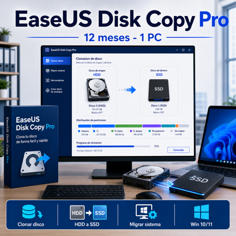 EaseUS Disk Copy Pro - 12 Meses - Licencia - Hero galeria