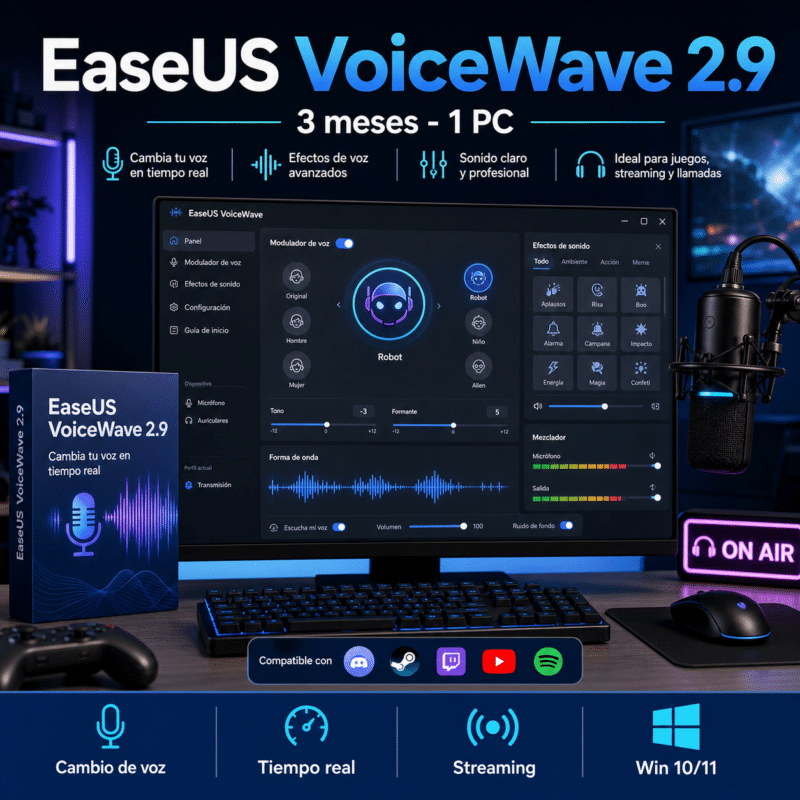 EaseUS VoiceWave 2.9 - 3 Meses - 1 Pc - Licencia - Hero galeria