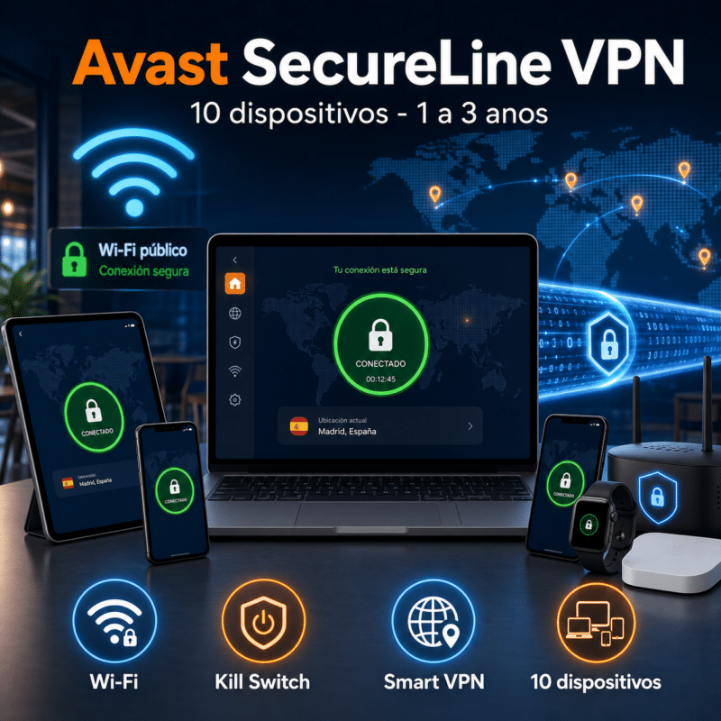 Avast SecureLine VPN - 10 Dispositivos - 1 a 3 Años - Licencia - Hero galeria