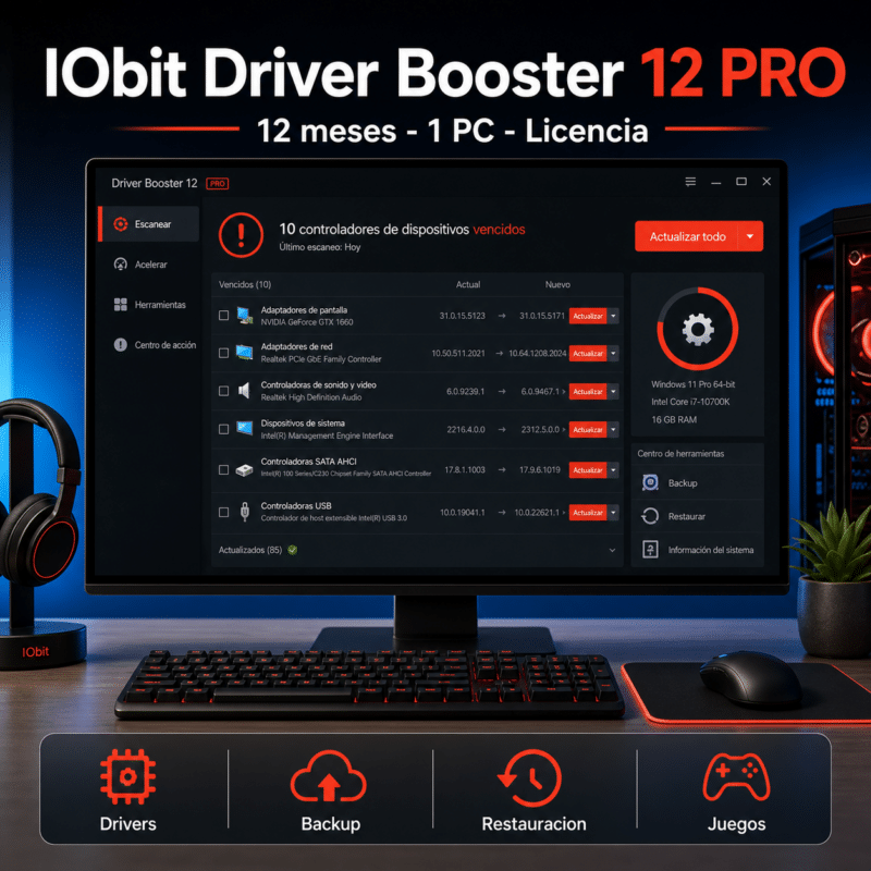 IObit Driver Booster 12 PRO - 12 Meses - 1 PC - Licencia - Hero galeria