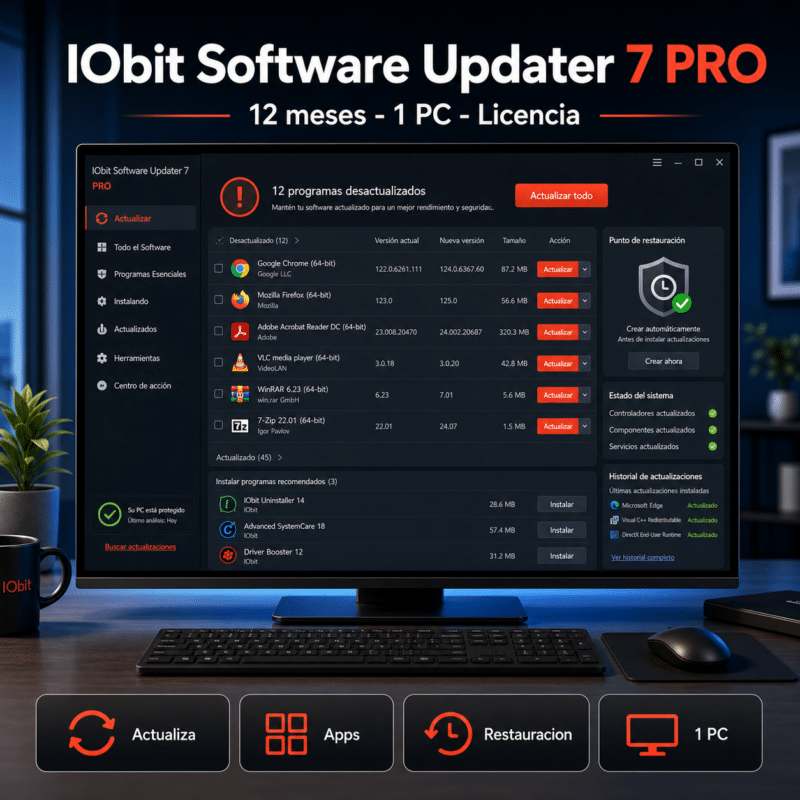 IObit Software Updater 7 PRO - 12 Meses - 1 PC - Licencia - Hero galeria