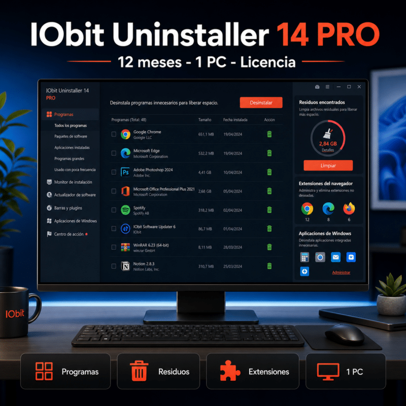 IObit Uninstaller 14 PRO - 12 Meses - 1 PC - Licencia - Hero galeria