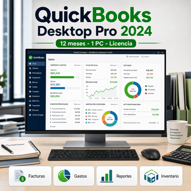 Intuit QuickBooks Desktop Pro 2024 - 12 Meses - 1 PC - Licencia - Hero galeria