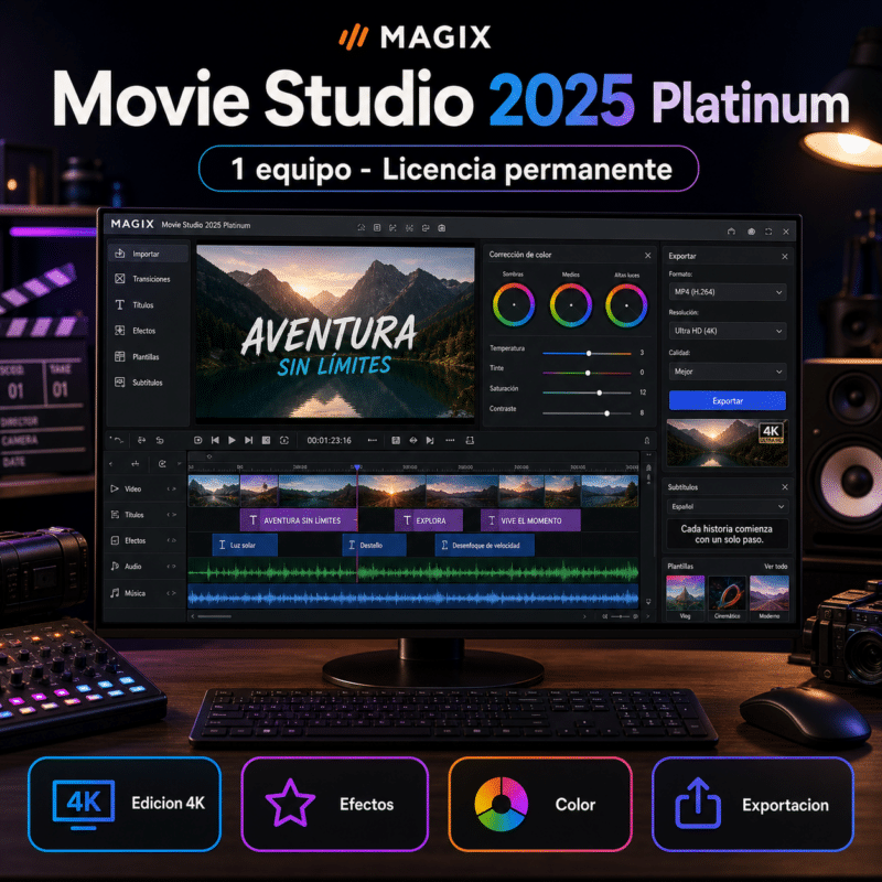 MAGIX Movie Studio 2025 Platinum - 1 Equipo - Licencia Permanente - Hero galeria