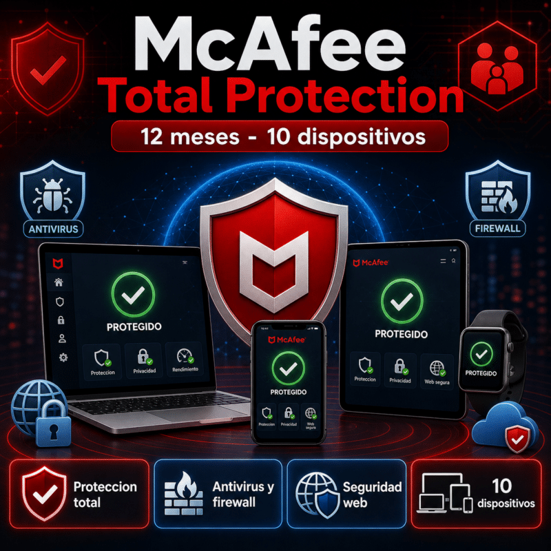 McAfee Total Protection - 12 Meses - 10 Dispositivos - Licencia - Hero galeria