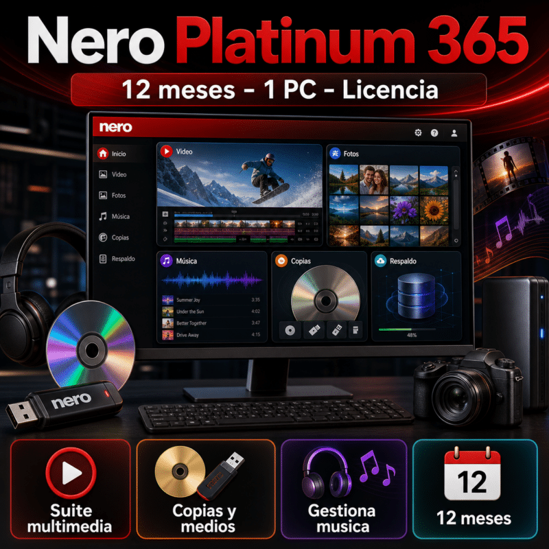 Nero Platinum 365 - 12 Meses - 1 PC - Licencia - Hero galeria
