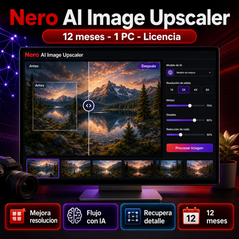 Nero AI Image Upscaler - 12 Meses - 1 PC - Licencia - Hero galeria
