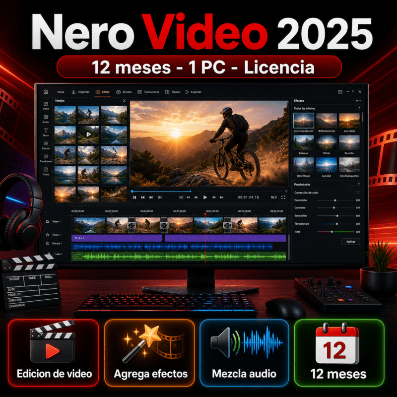 Nero Video 2025 - 12 Meses - 1 PC - Licencia - Hero galeria