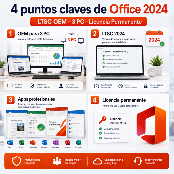 Office 2024 Professional Plus LTSC OEM -3 PC - Licencia Permanente - Tu ...