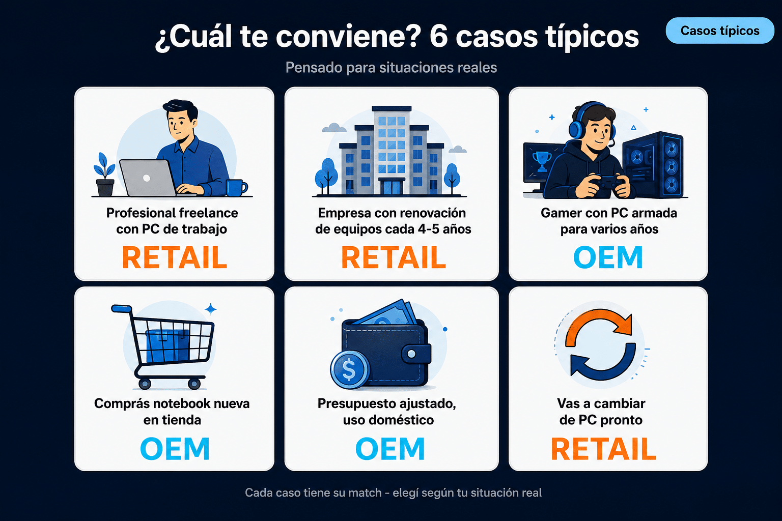 6 casos típicos para elegir entre Retail y OEM en Windows 11