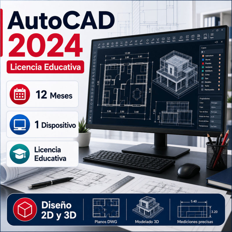 Autodesk AutoCAD 2024 - 12 Meses - Licencia Educativa - Hero galeria