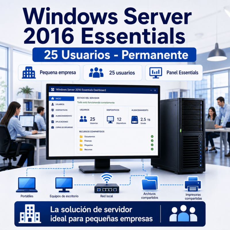 Windows Server 2016 Essentials - 25 Usuarios - Licencia Permanente - Hero galeria