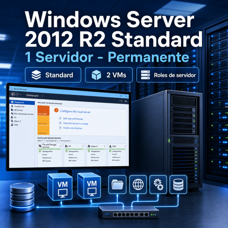 Windows Server 2012 R2 Standard Retail — Permanente — 1 Servidor (Licencia digital) - Hero galeria