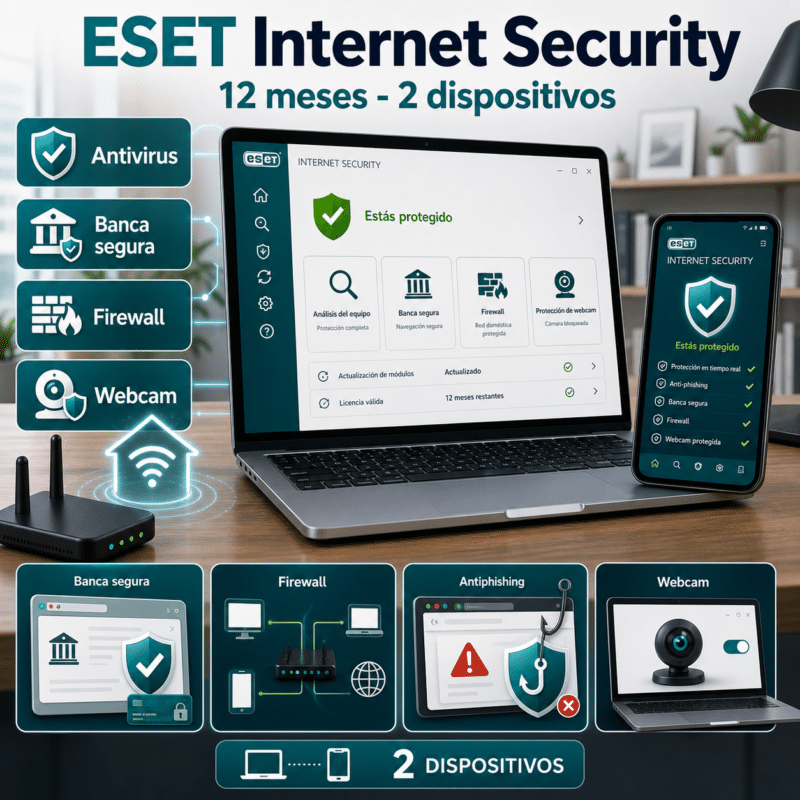 ESET Internet Security -12 Meses - 2 Dispositivos - Licencia - Hero galeria
