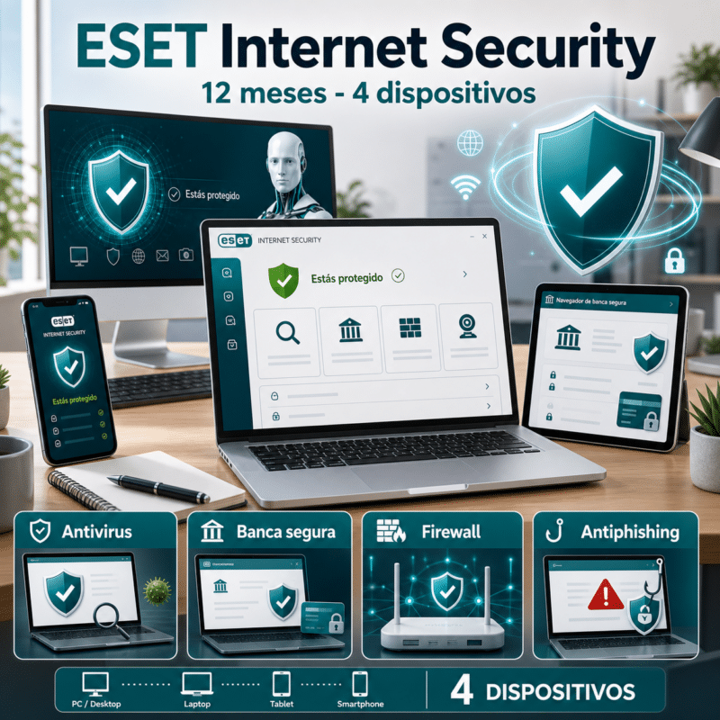 ESET Internet Security - 12 Meses - 4 Dispositivos - Licencia - Hero galeria