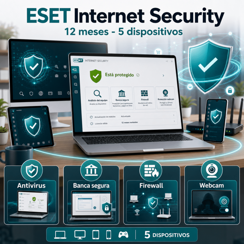 ESET Internet Security - 12 Meses - 5 Dispositivos Licencia - Hero galeria