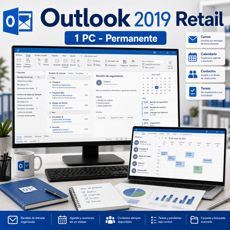 Outlook 2019 Retail - 1 PC - Permanente - Hero galeria