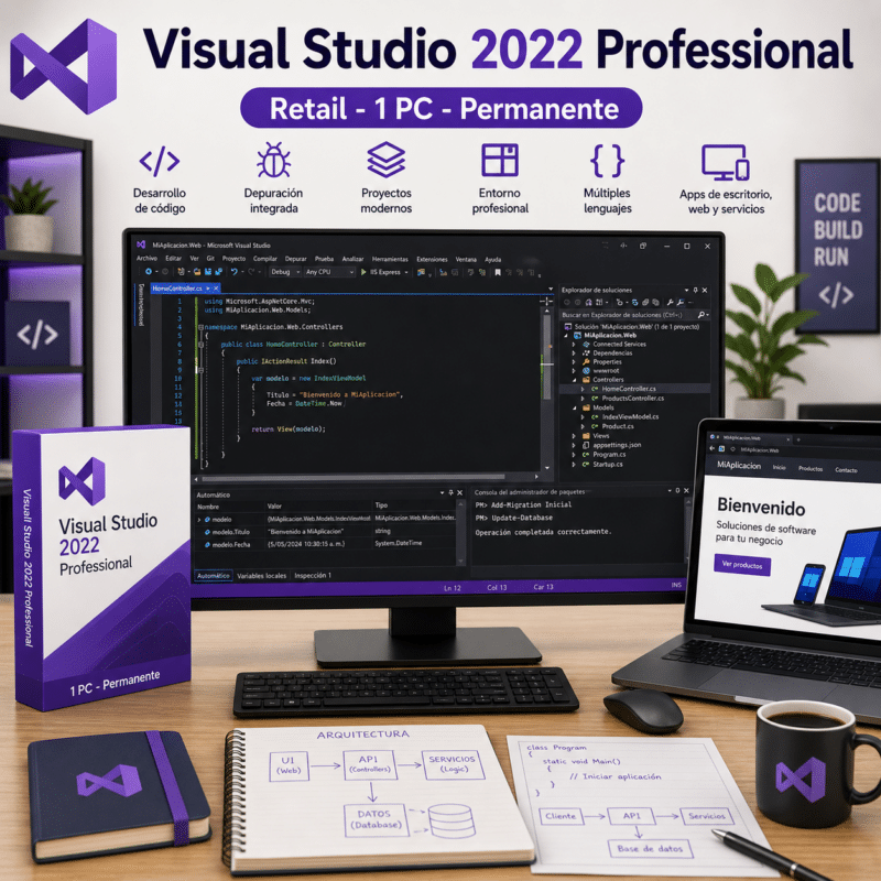 Visual Studio 2022 Professional Retail - 1 PC - Permanente - Hero galeria