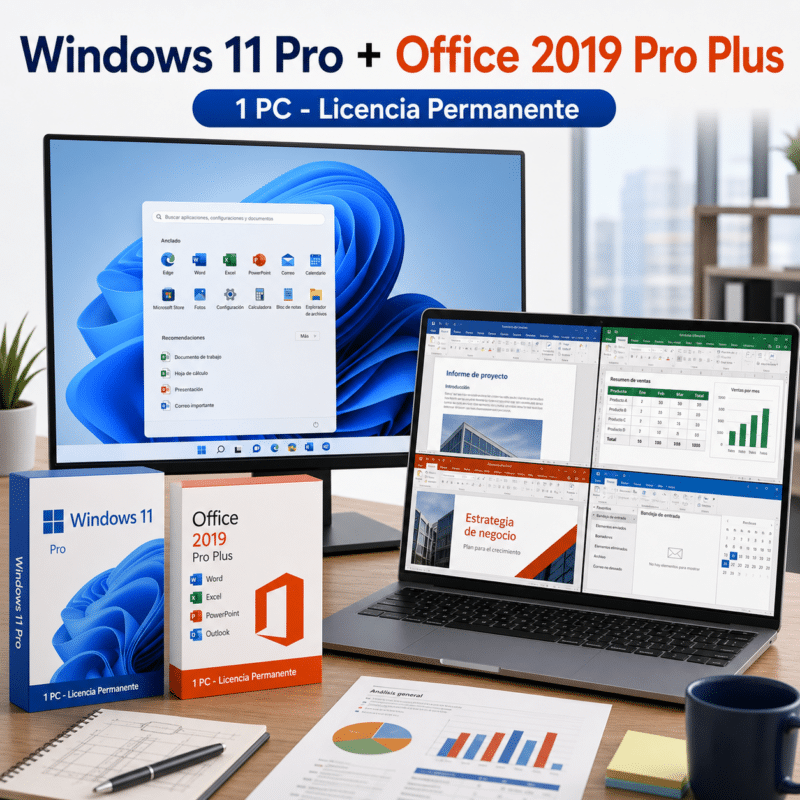 Combo Windows 11 Pro + Office 2019 Pro Plus - 1 PC - Licencia Permanente - Hero galeria