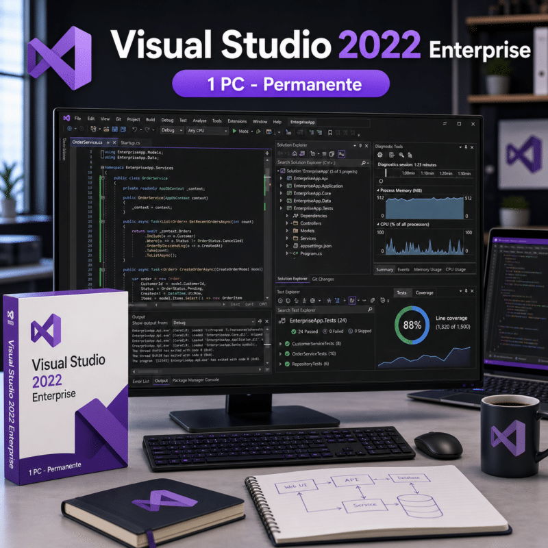 Visual Studio 2022 Enterprise - 1 PC - Permanente - Hero galeria