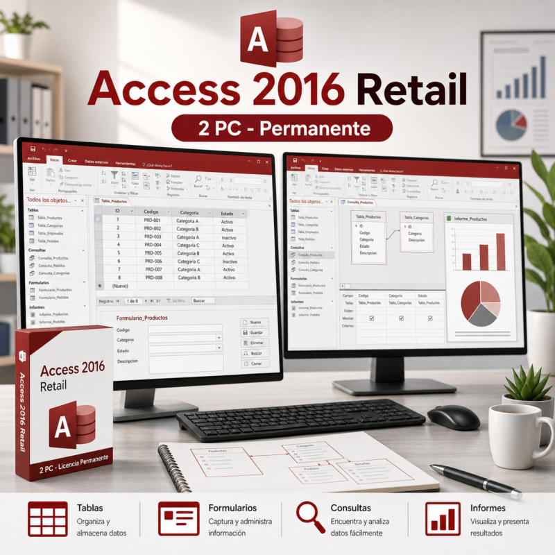 Microsoft Access 2016 Retail - 2Pc - Licencia Permanente - Hero galeria