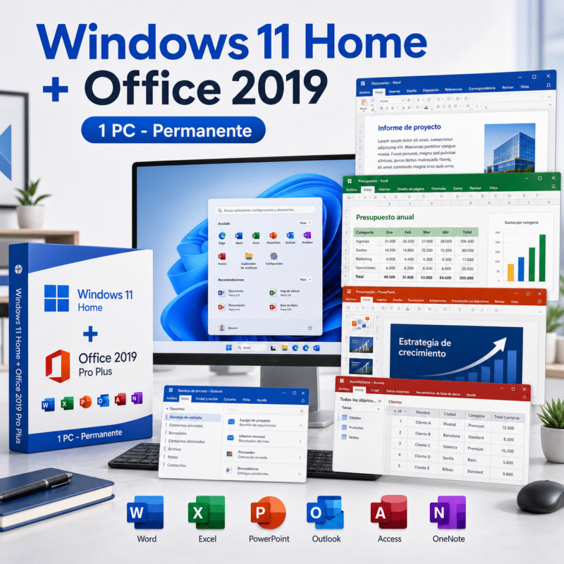 Combo Windows 11 Home + Office 2019 Pro Plus - 1 PC - Permanente - Hero galeria