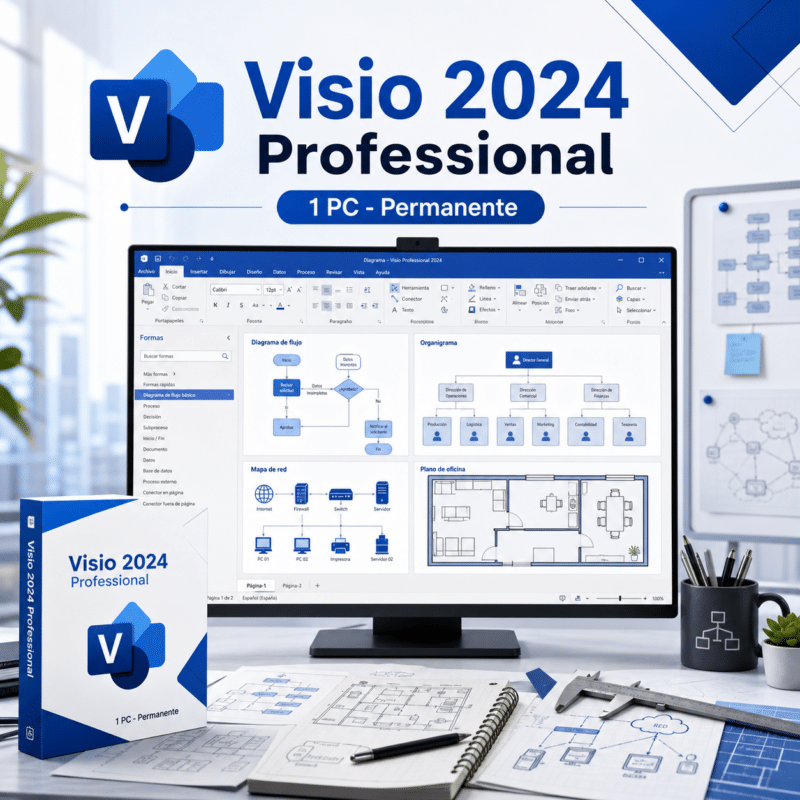 Visio 2024 Professional Bind - 1 PC - Permanente - Hero galeria