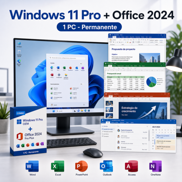 Combo Windows 11 Pro OEM + Office 2024 Pro Plus - 1 PC - Permanente - Hero galeria