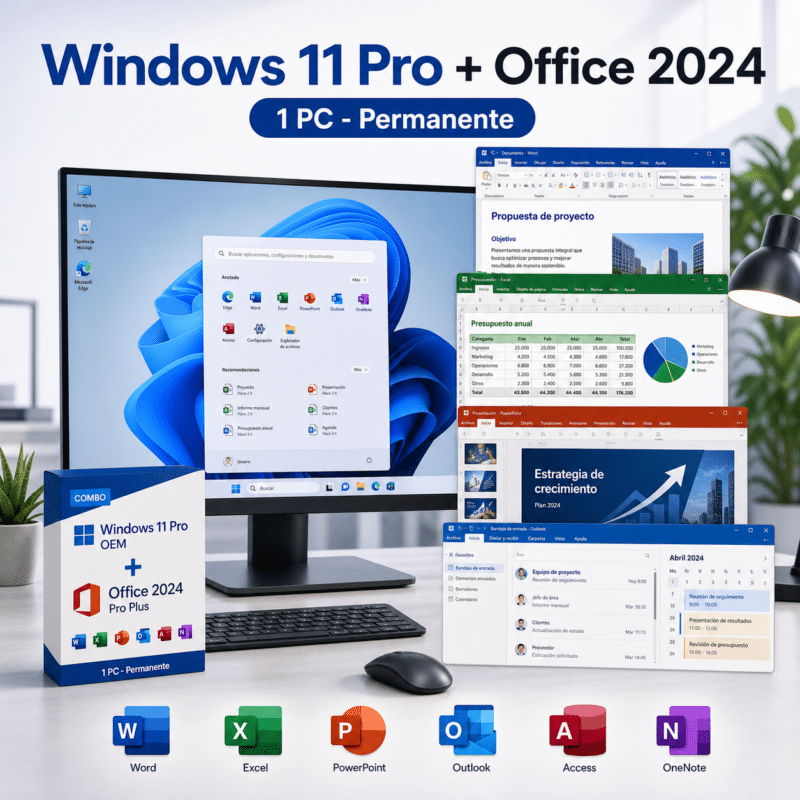 Combo Windows 11 Pro OEM + Office 2024 Pro Plus - 1 PC - Permanente - Hero galeria