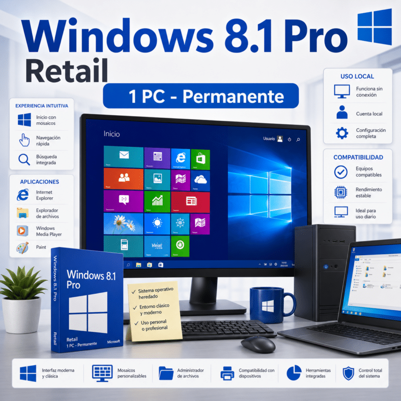 Windows 8.1 Pro Retail - 1 PC - Permanente - Hero galeria