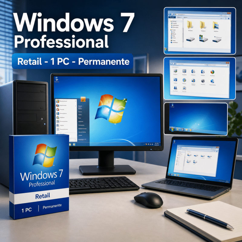 Microsoft Windows 7 Professional Retail - 1 PC - Permanente - Hero galeria