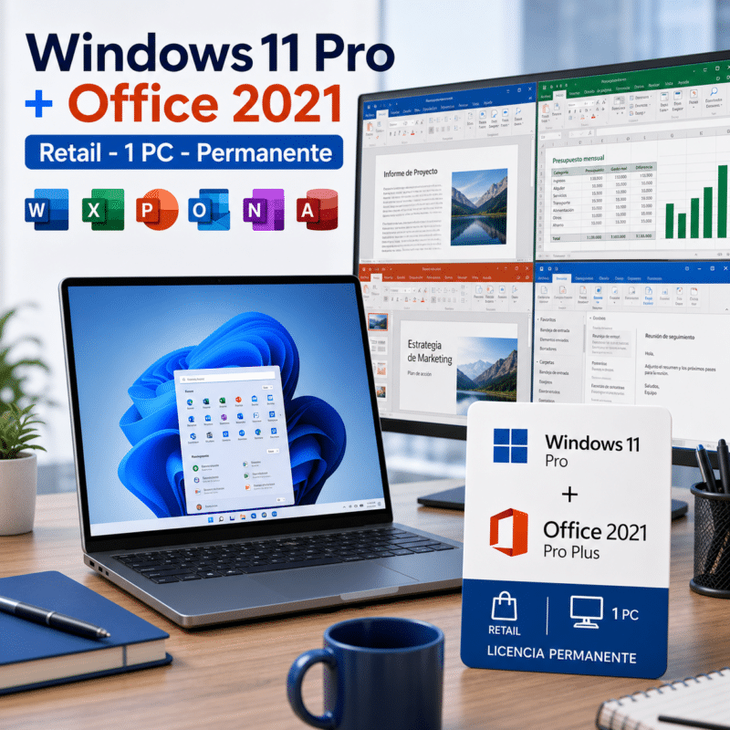 Combo Windows 11 Pro + Office 2021 Pro Plus Retail - 1Pc - Licencia Permanente - Hero galeria