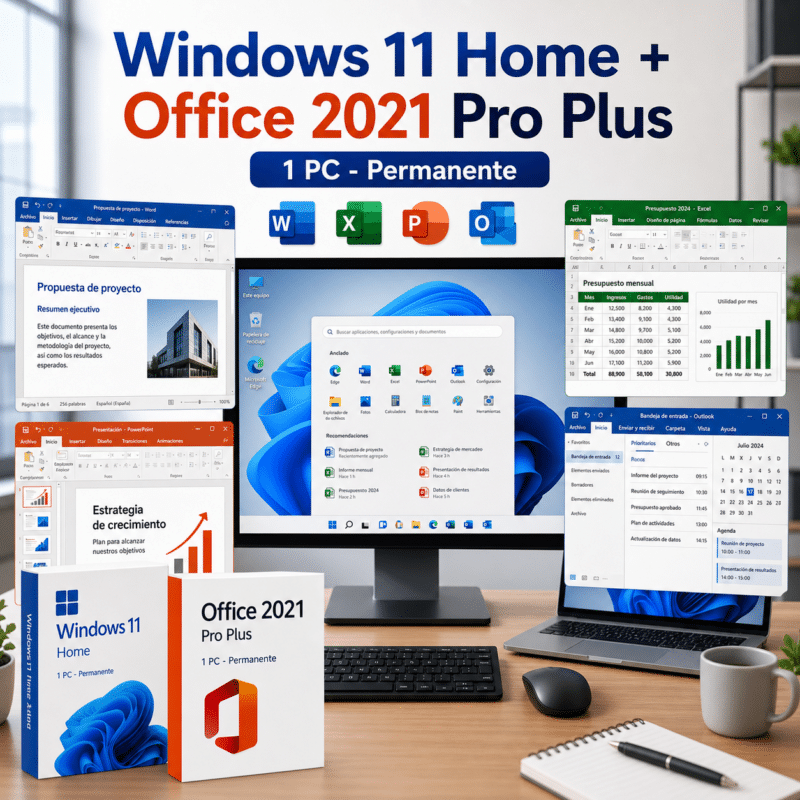 Combo Windows 11 Home + Office 2021 Pro Plus - 1 PC - Licencia Permanente - Hero galeria