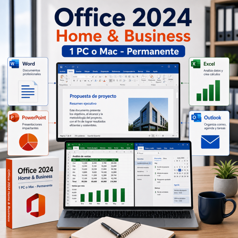 Microsoft Office 2024 Home & Business (Bind) - 1 PC o Mac - Permanente - Hero galeria
