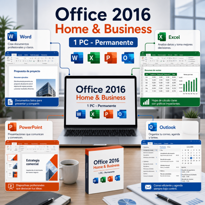Microsoft Office 2016 Home and Business - 1 PC - Permanente - Hero galeria