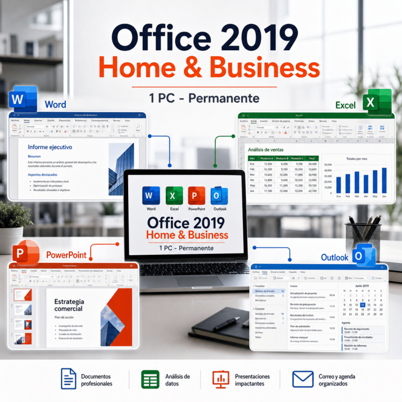 Microsoft Office 2019 Home and Business (Bind) - 1 PC - Licencia Permanente - Hero galeria