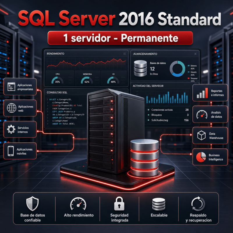 Microsoft SQL Server 2016 Standard - 1 Servidor - Permanente - Hero galeria