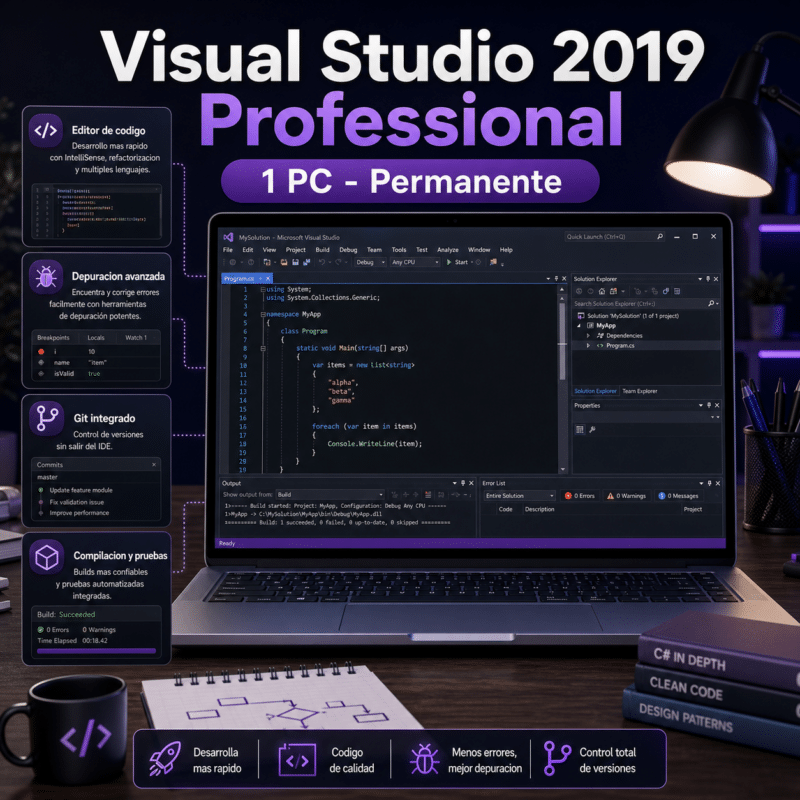 Visual Studio 2019 Professional - 1 PC - Permanente - Hero galeria