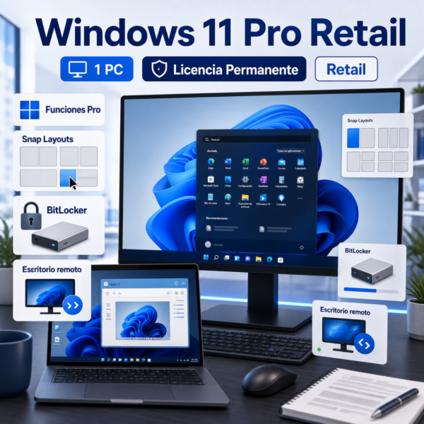 Windows 11 Pro Retail - 1Pc - Licencia Permanente - Hero galeria