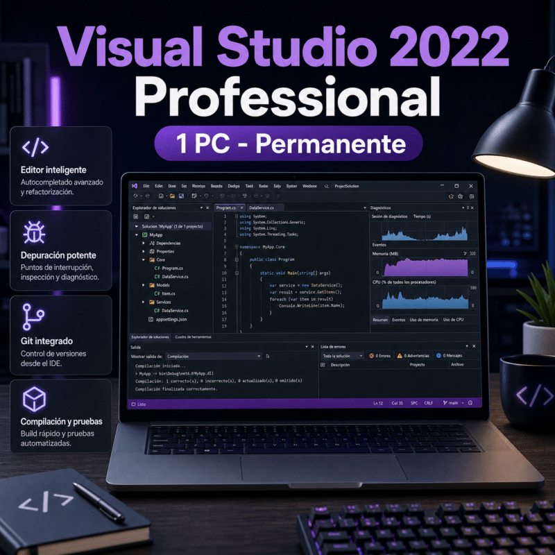 Visual Studio 2022 Professional - 1 PC - Permanente - Hero galeria