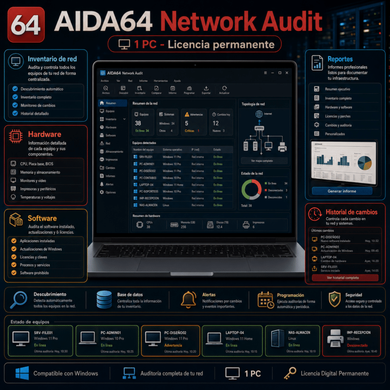 AIDA64 Network Audit - 1 PC - Licencia Digital Permanente - Hero galeria