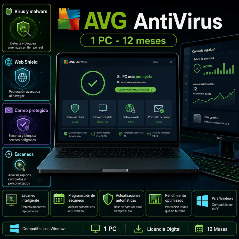 AVG AntiVirus - 1 PC - Licencia Digital 12 Meses - Hero galeria