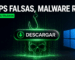 Ilustración editorial: sitios truchos que imitan apps de Windows para colar malware