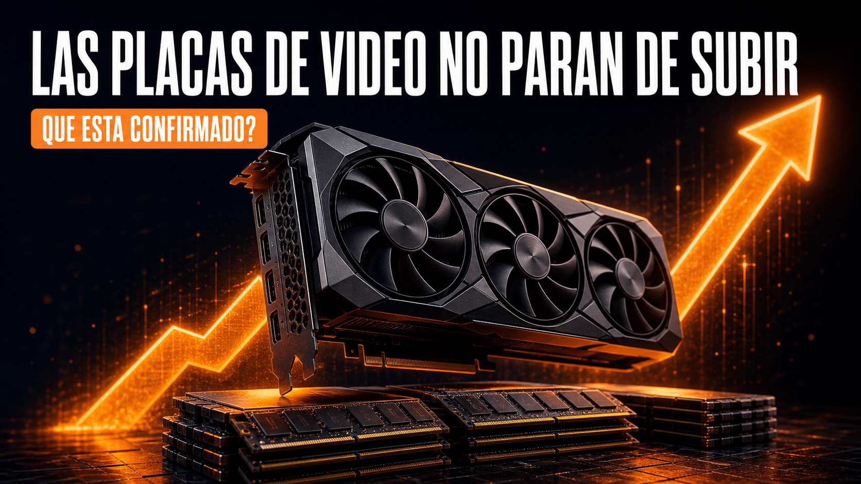 Arte editorial sobre la suba de precios de las placas de video por la escasez global de memoria